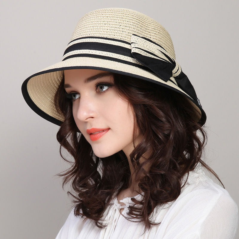 1pc Sun Hat; Beach Hat; Sun Protection; Foldable; Ribbon Hat; Women's Hat; Colors: Milky White/White/Beige/Pink/Brown Doba